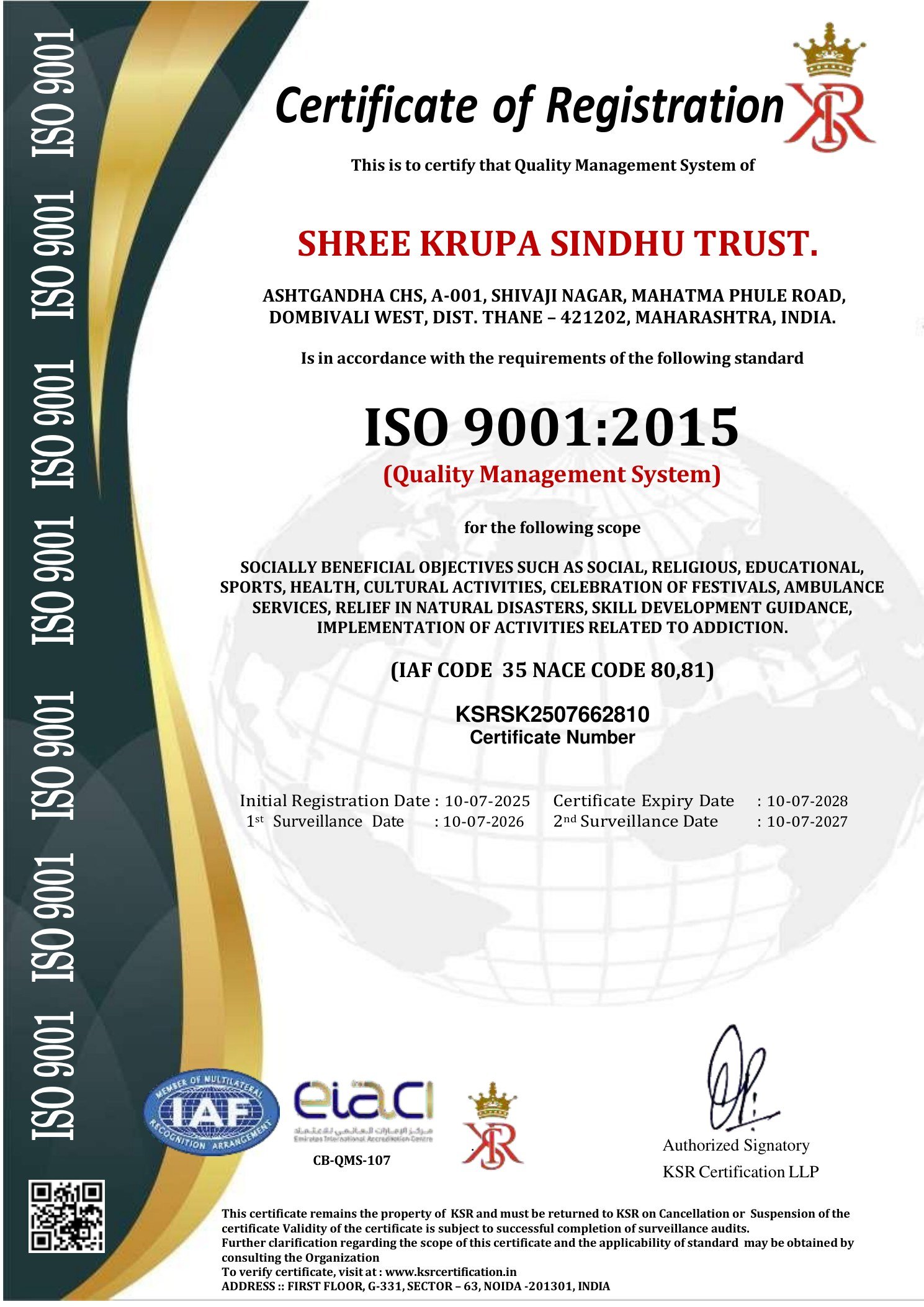ISO 9001:2015 certificate